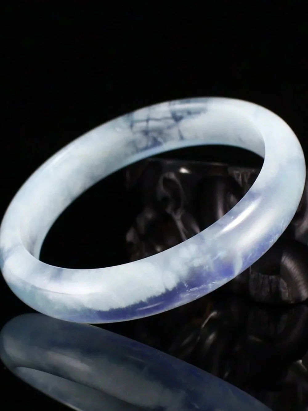 Natural Aquamarine Bangle Bracelet 41.2g 58mm ID Sky Blue White Cloud Certified